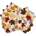 thumbnail image 2 of mubwai Maple Leaf Placemats Set of 4 for Kitchen Dining, Colorful Fall Autumn Thanksgiving Leaves Non-Slip Washable Linen Place Table Mat 12x18 Inches for Tabletop Holiday Party Home Decor, 2 of 8