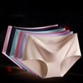 thumbnail image 3 of 3 unids/set de bragas de seda helada sin costuras para mujer, bragas cómodas íntimas de talla grande, M-XXL de cintura media, lencería con múltiples opciones de Color, 3 of 4