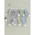 thumbnail image 3 of Cenuakty Boy Fall Romper Vehicle Pattern Striped Crew Neck Long Sleeve Jumpsuit, 3 of 9
