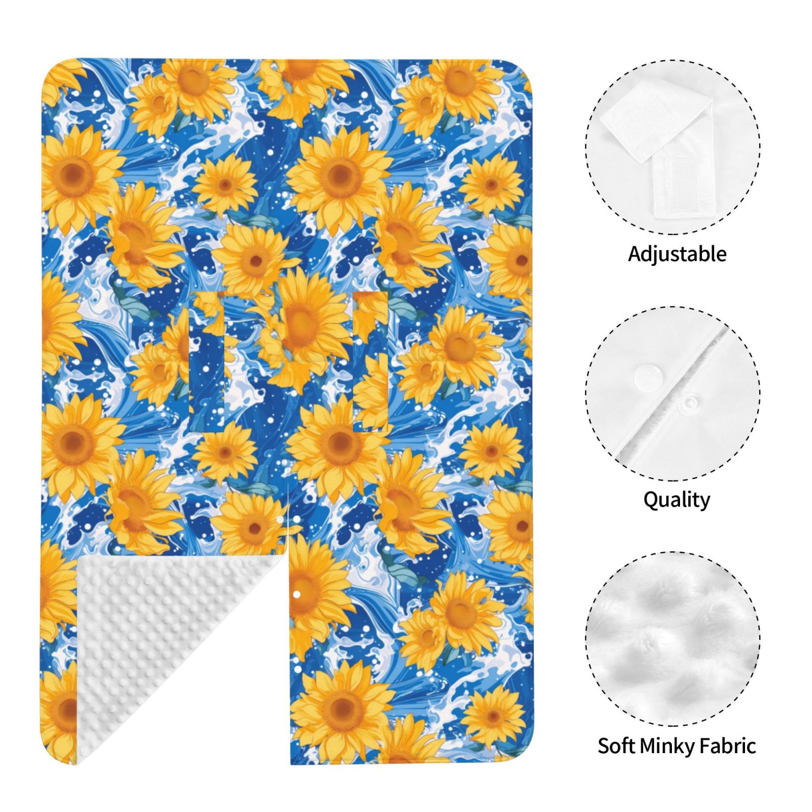 Naloa Ocean Wave Sunflower Baby Car Seat Cover, Breathable Baby Carrier Cover, Multiuse Baby Carrier Cover & Nursing Breastfeeding Cover