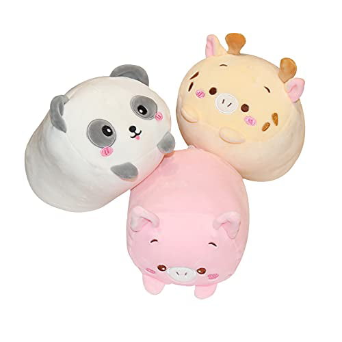 Panda Plush Stuffed Squishy Pillow Cute Animal Cylindrical Body Toy Soft Cartoon Hugging Toys for Kids Adults Sleeping 8inch 