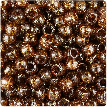 BeadTin Root Beer Sparkle 9mm Barrel Pony Beads