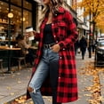 thumbnail image 6 of IUYRTFE Women's Long Plaid Button Down Shirt Jacket Casual Oversized Flannel Coat with Pockets, 6 of 8