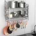 thumbnail image 1 of Pot Rack Wall Mounted Pots and Pans Organizer with Hooks and Pot Lid Holders Heavy Duty Steel Pot and Pan Hanger for Kitchen Cookware Utensils Storage .” Lx WxH, 1 of 7