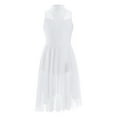 thumbnail image 2 of Sholeno Kids Girls Lyrical Dance Dress Sparkly Sleeveless Mock Neck Figure Skating Tulle Skirted Leotard White 12, 2 of 6