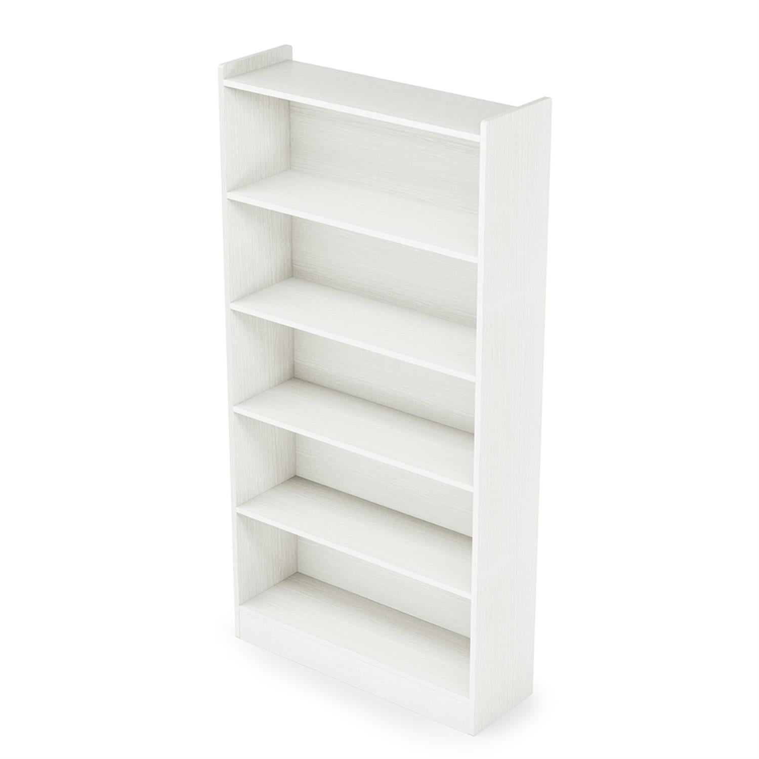 Demi Bonn Wood Bookcase, 72" Tall Bookshelf with Open Storage Shelves, 5-Tier Bookshelf for Bedroom, Living Room, White