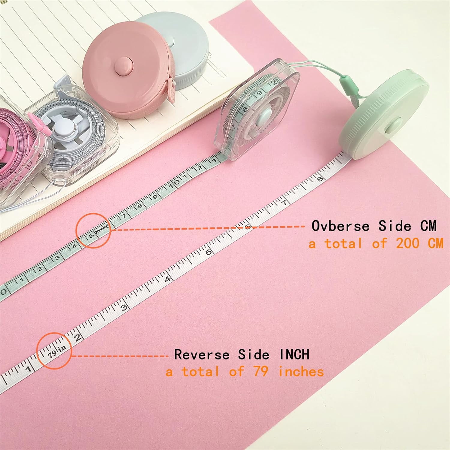 6 Pcs Soft Retractable Tape Measure 200 CM/79 in Measuring Tape Dual Sided for Body Fabric Sewing Tailor Cloth Measurements Measuring Tape Weight Loss