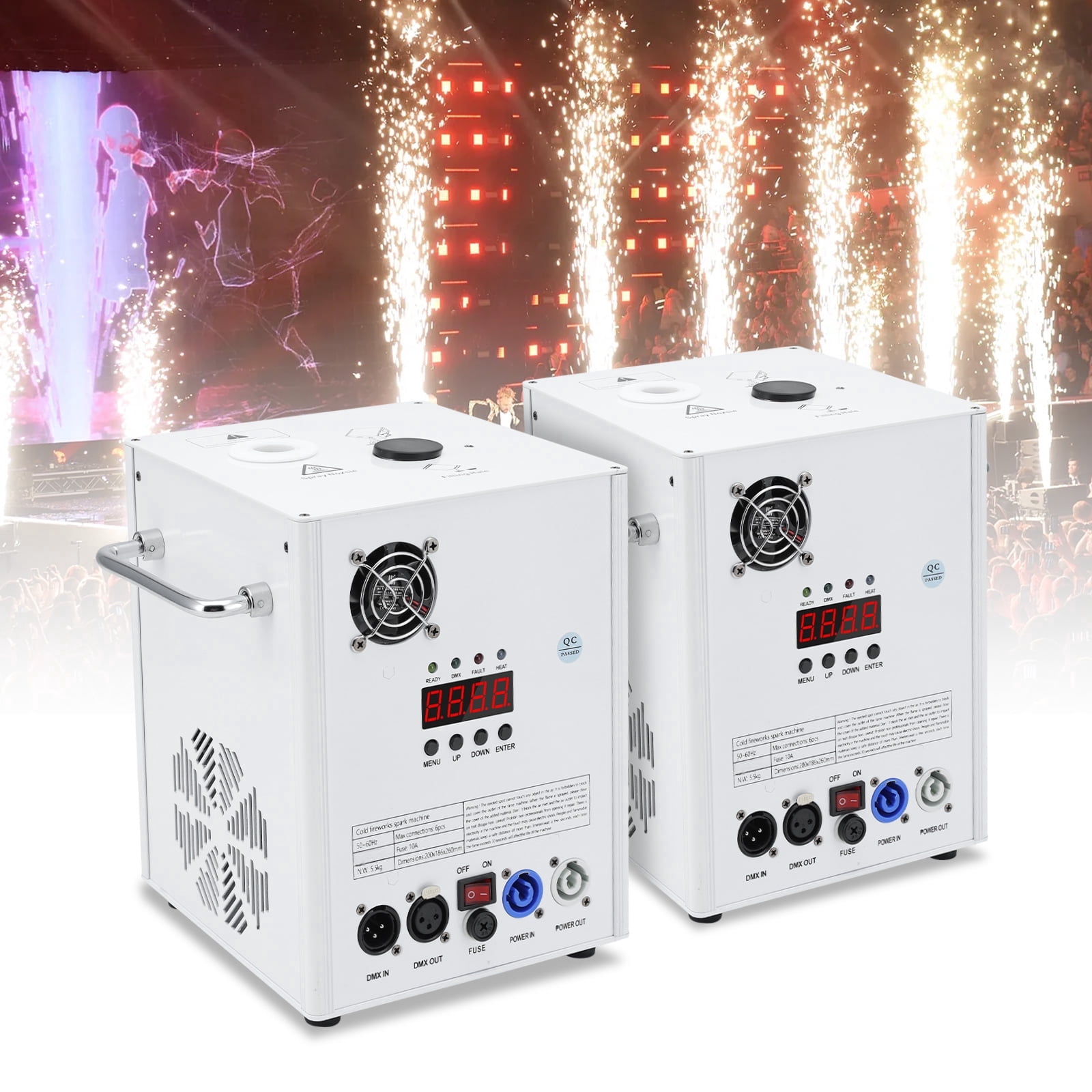 JAJALUYA Cold Spark Machine 2-Pack, 5-8.2 ft Adjustable Flames