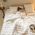 thumbnail image 6 of 140x200cm Faux Rabbit Fleece Blanket - Soft Double-Sided All-Season Solid Color Blanket, Warm Flannel Throw for Sofa, Bed & Home Use, 6 of 8