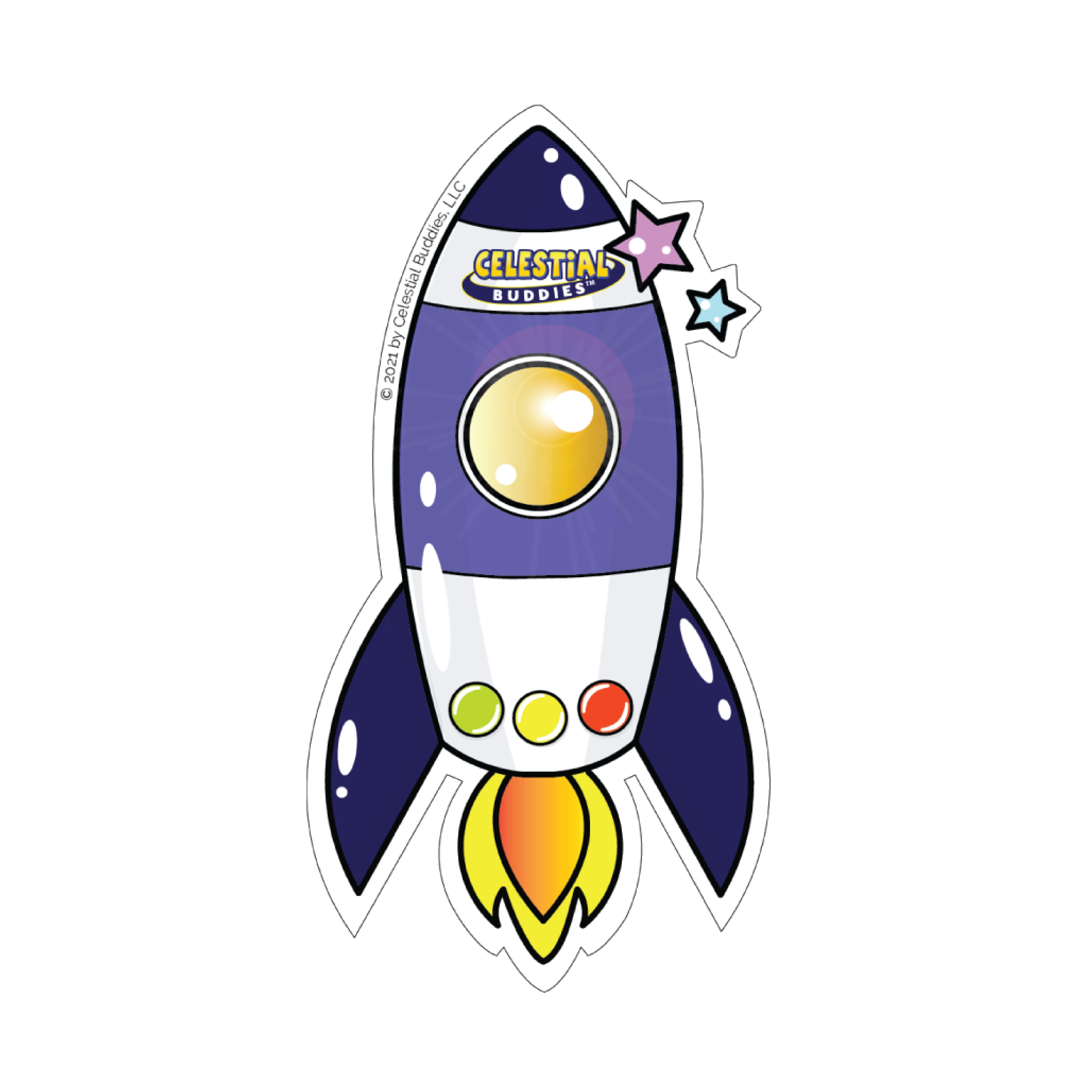 Celestial Buddies Vinyl Space Stickers! Includes 6 Each: AstroBuddy, Saturn, Moon, Mars, Rocketship, Sun, Earth, Black Hole