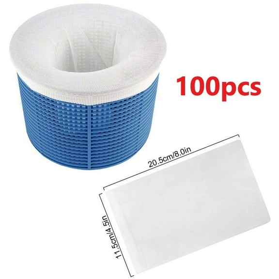 JingChun 100Pcs Pool Skimmer Socks,White Pool Filter Socks for Skimmer Basket for Above Ground and Inground Pool Fine Mesh Screen Pool Skimmer Scum Socks Saver,Pool Cleaning