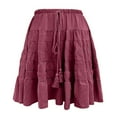 thumbnail image 3 of Women's Flowy A-Line High Waist Skirt Casual Summer Boho Midi Skirt with Elastic Waist for Daily Wear, 3 of 4