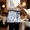 Purple, variant on Purple Blue Hot Air Balloon Waitress Apron with 3 Pockets, Modern Balloon Float Clouds Server Aprons Waterproof Kitchen Restaurant Half Waist Apron for Men Women