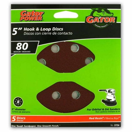 

1 PC-Gator 3724 Aluminum Oxide 8-Hole Hook & Loop Sanding Disc 80 Grit 5 5-Pack