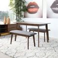 thumbnail image 4 of Aria Modern Solid Wood Walnut Kitchen & Dining Room 3 Piece Furniture Set, 4 of 4