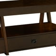 thumbnail image 3 of Wooden Cocktail Table with One Drawer and Open Bottom Shelf, Brown, 3 of 5