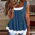 thumbnail image 2 of Timegard Débardeurs pour Femmes Col Rond à Boutons Sans Manches Confortable Chic Décontracté Tunique Haut Blouse d'Été Vacances, 2 of 6