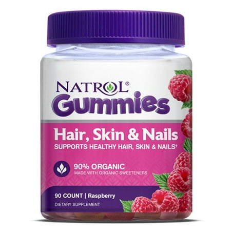 Natrol Hair, Skin & Nails Gummies, Raspberry flavor, 90 (Best Foods For Glowing Skin And Hair)