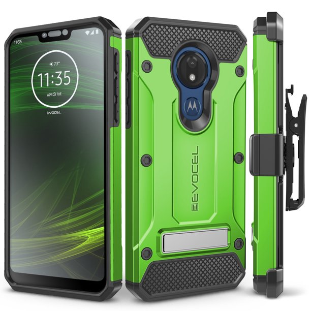 Motorola Moto G7 Power Case, Evocel [Glass Screen Protector] [Belt Clip