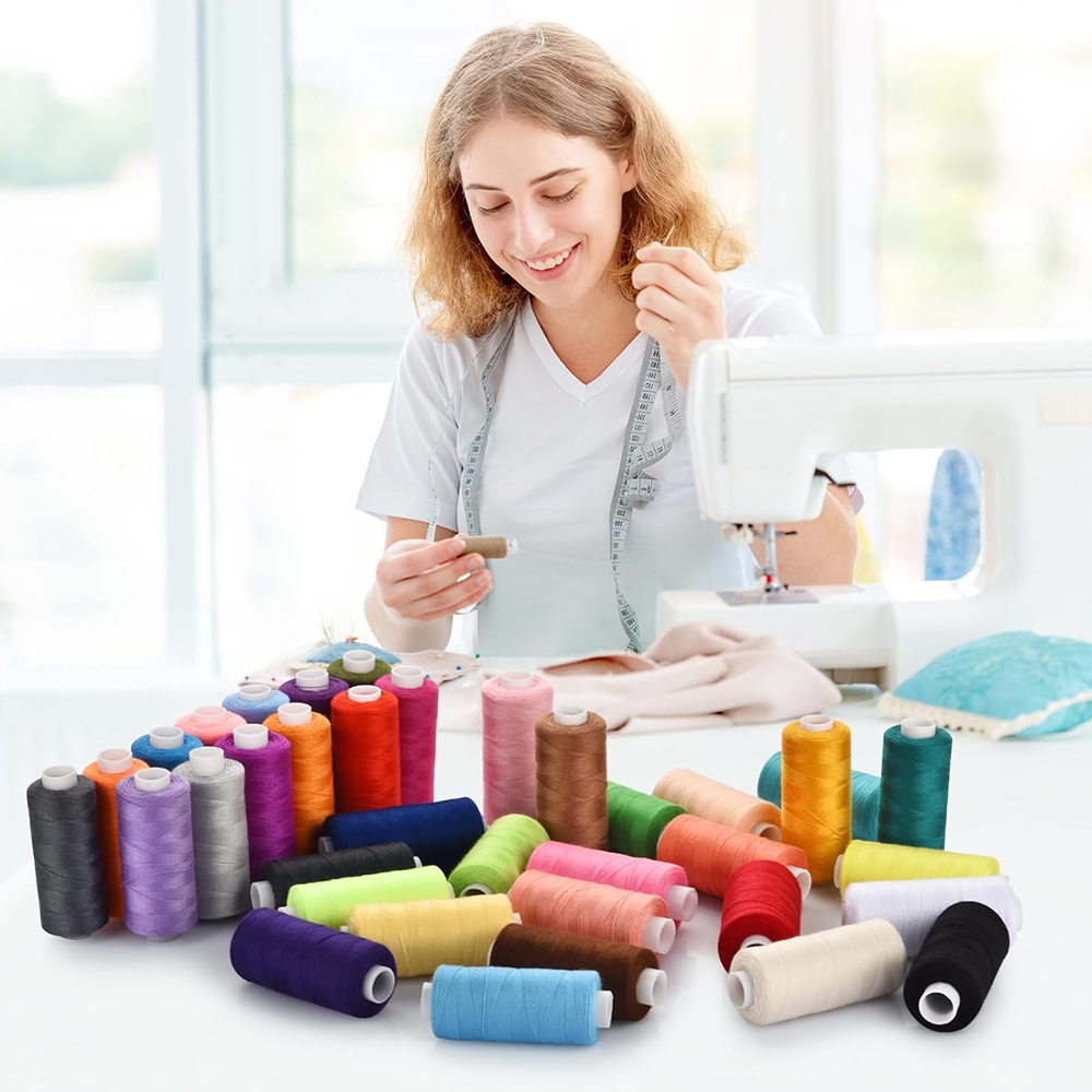 Januofit 72pcs Sewing Thread Kit, 36 Colors, 400 Yards per Spool Polyester Thread, Prewound Bobbins, Sewing Machine Threads
