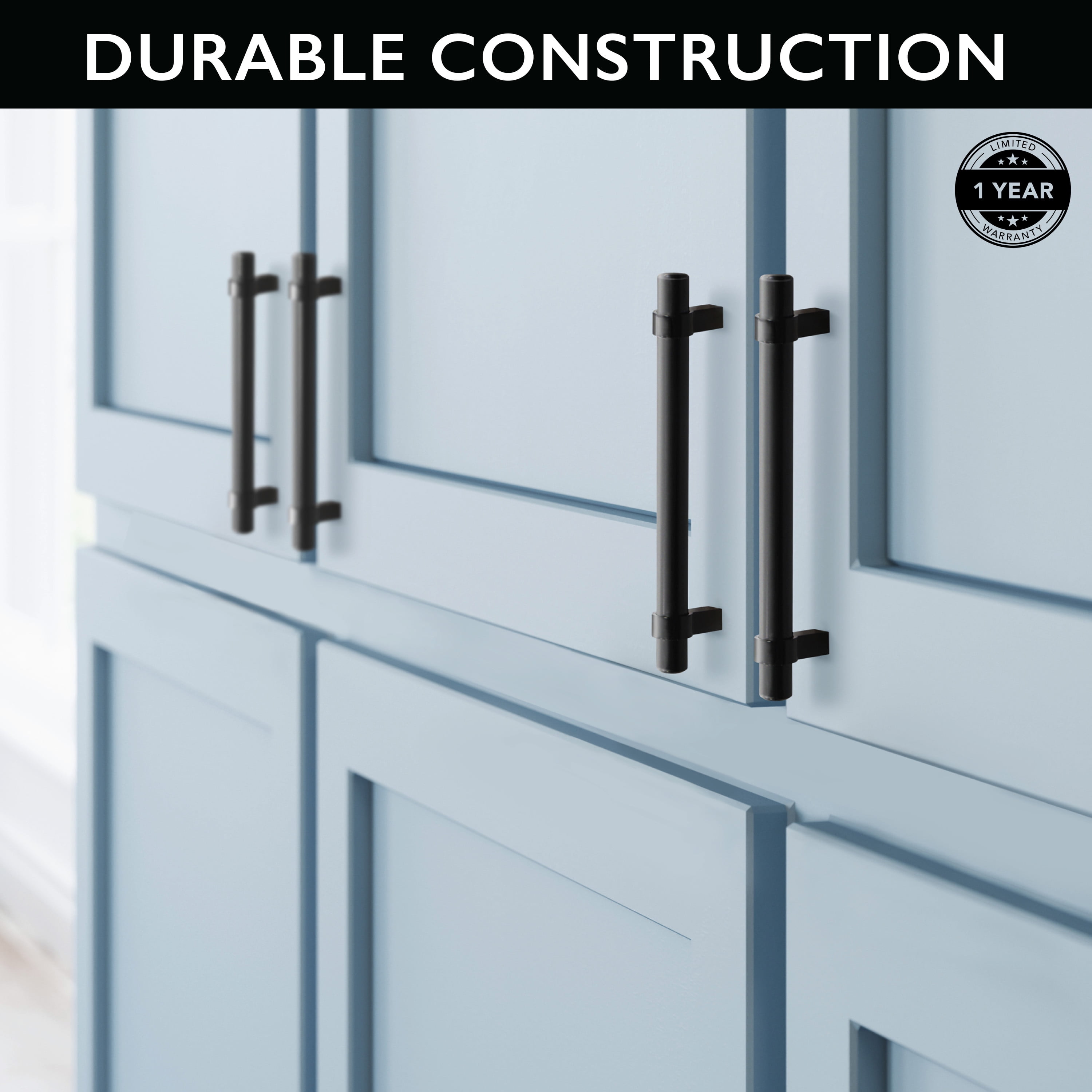 Design House Emery Cabinet Pulls, 5-Pack, 5-1/16-Inch (128mm) Center to Center Drawer Pulls, Modern Kitchen Handles, Matte Black, 189423-MB