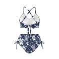 thumbnail image 5 of Xoenoiee Sea Turtle Print Women High Waisted Bikini Sets Tummy Control Swimsuit Two Piece Halter Drawstring Bathing Suit Beachwear Swimwear, 2XL, 5 of 7