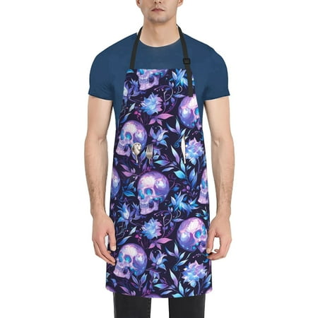 

Goofa Blue Skull Crystal Printed Waterproof Apron 33 Chef Aprons for Men Heavy Duty Chemical Work Apron Adjustable Bib Apron