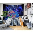 thumbnail image 4 of Tapiz de pared con nebulosa galáctica, 180 x 230 cm, arte abstracto, psicodélico, hippie, tapiz decorativo de pared con planetas, hongos y patrones de relámpagos, 4 of 5