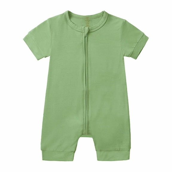 TFEOQRY Infant Boys Girls Cotton Jumpsuit Soft Summer Rompers Newborn Toddler Baby Onesie Summer Sleeveless Zipper One-piece Bodysuit Green