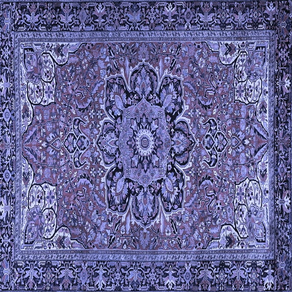 Ahgly Company Indoor Square Persian Blue Traditional Area Rugs, 4' Square