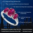thumbnail image 2 of Gem Stone King 10K White Gold Red Created Ruby and White Lab Grown Diamond 3 Stone Engagement Ring for Women (2.39 Cttw, Gemstone Birthstone, Available in Size 5, 6, 7, 8, 9), 2 of 6