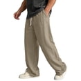 thumbnail image 4 of Afelkas Men's Relaxed Fit Casual Pants Drawstring Waist Lightweight Trousers for Daily Workwear and Easy Casual Weekend Outings Khaki,M, 4 of 7