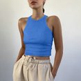 thumbnail image 2 of JULMCOMO Ribbed Knit Tank Tops for Women Crew Neck Solid Casual Summer Cropped Tank Tops Slim Fit Sleeveless Trendy Comfy Shirts Royal Blue M, 2 of 4