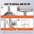 thumbnail image 6 of VEVOR Stainless Steel Work Table 30 x 36 x 38 Inch, with 4 Wheels, 3 Adjustable Height Levels, Heavy Duty Food Prep Worktable for Commercial Kitchen Restaurant, Silver, 6 of 9