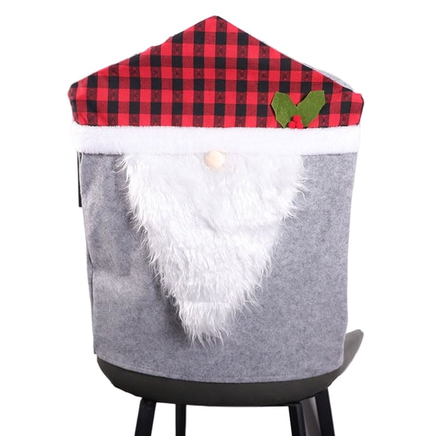 Advancent Funda para silla de Navidad de dibujos animados, accesorios de Navidad, funda larga de felpa bonita Antimacassar, funda para fiesta en Kits de decoración para fiestas Gris