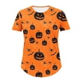 thumbnail image 3 of Women's Plus Halloween Short Sleeve T-Shirt Summer Fall Crewneck Pumpkin Printed Graphic Tee Tops M-5XL, 3 of 6