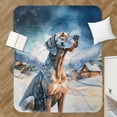 thumbnail image 4 of Hello Winter Great Dane Welcome Snowy Night Watercolor Vintage Cozy Sherpa Blanket Danes Dog Lover Gifts Warm Soft Throw Blanket - 01011, 4 of 5