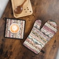 thumbnail image 5 of Mixed Ethnic Pattern Kitchen Oven Mitt and Pot Holder Sets 2 Pcs for Baking, Cooking and Grilling, Heat Resistant Up To 392 °F, 5 of 7
