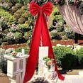 thumbnail image 4 of Giant Bow Decor Christmas Tree Topper Decoration Big Bows for Room Wall Backdrop 75x18 Inch Ribbon Tie for Wedding Christmas Fall Birthday Party Baby Shower Supplies(Wine Red,Satin), 4 of 10