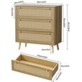 thumbnail image 6 of Dresser for Bedroom, Wood Color Farmhouse Rattan Dressers, 3 Drawers Dressers Chest for Bedroom Hallway Living Room, 6 of 11