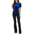 thumbnail image 2 of MODA NOVA Ruffle Collar Shirt for Juniors Short Sleeve Velvet Tops Blouse, 2 of 5