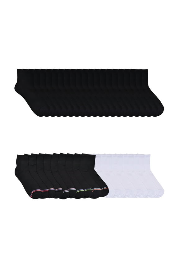 Girls Ankle Sock, 20 Pack, Sizes S-L