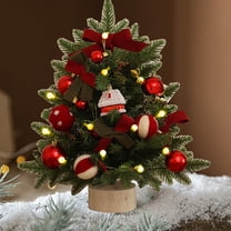 Christmas Tree, Christmas Decorations, Mini Flocked Artificial Christmas Tree with Realistic Branches for Desktop Tabletop Decor, Red Coffee Rose Gold Plastic Small Xmas Tree Ornament