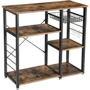 Kanstar Industrial Baker's Rack, Coffee Bar, Microwave Stand, Metal Frame, 6 Hooks