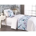 thumbnail image 2 of Birds and Nature Bed Runner Set, Japanese Inspire Sakura Flowers Pattern with Birds Chill Art, Decorative Bedding Scarf & a Pillow Sham for Hotels Homes, Twin, Dark Seafoam Pastel Pink, by Ambesonne, 2 of 3