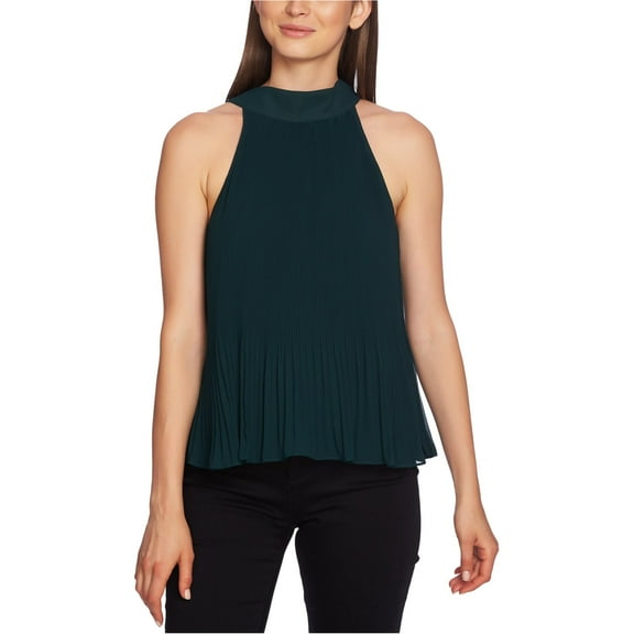 1.STATE Womens Chiffon Halter Blouse Top, Green, Large