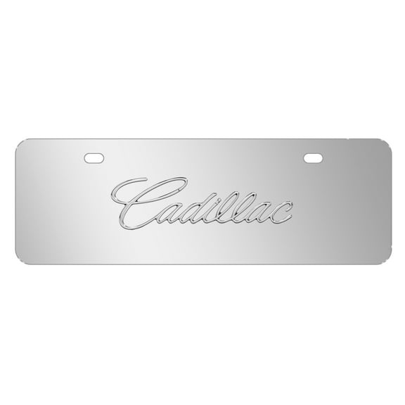 Cadillac 3D Script Name 12" x 4.25" European Look Chrome Half-Size Stainless Steel License Plate