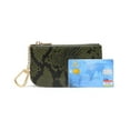 thumbnail image 6 of Daisy Rose Luxury Coin Purse Change Wallet Pouch for Women - PU Vegan Leather Card Holder with Oversized Metal Keychain and Clasp - Olive Python, 6 of 7