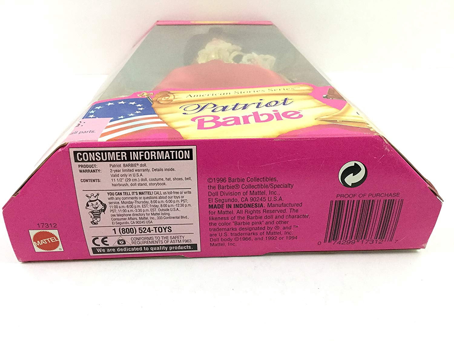 1996 American Stories Patriot Barbie, NRFB, (17312) Non-Mint Box