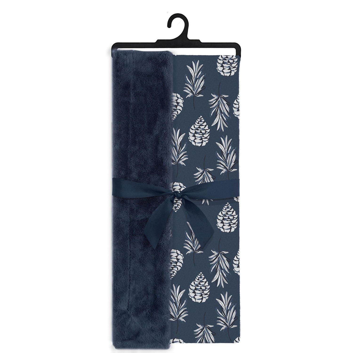 Printed Faux Fur Throw Dark Denim